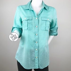J. Crew - Teal Button Front Cotton Shirt (137)